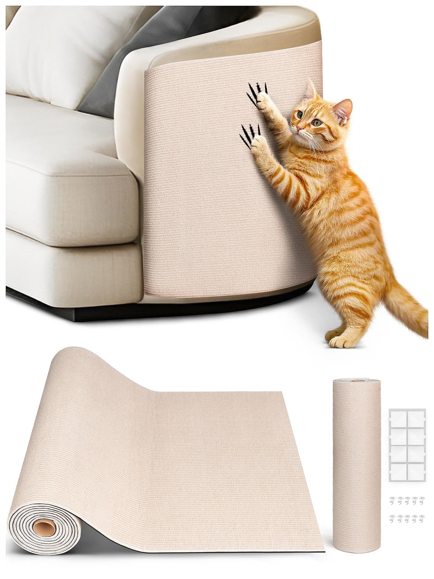 Minyii x15.8" Cat Scratch Mat, Trimmable Self-Adhesive Carpet, Pads