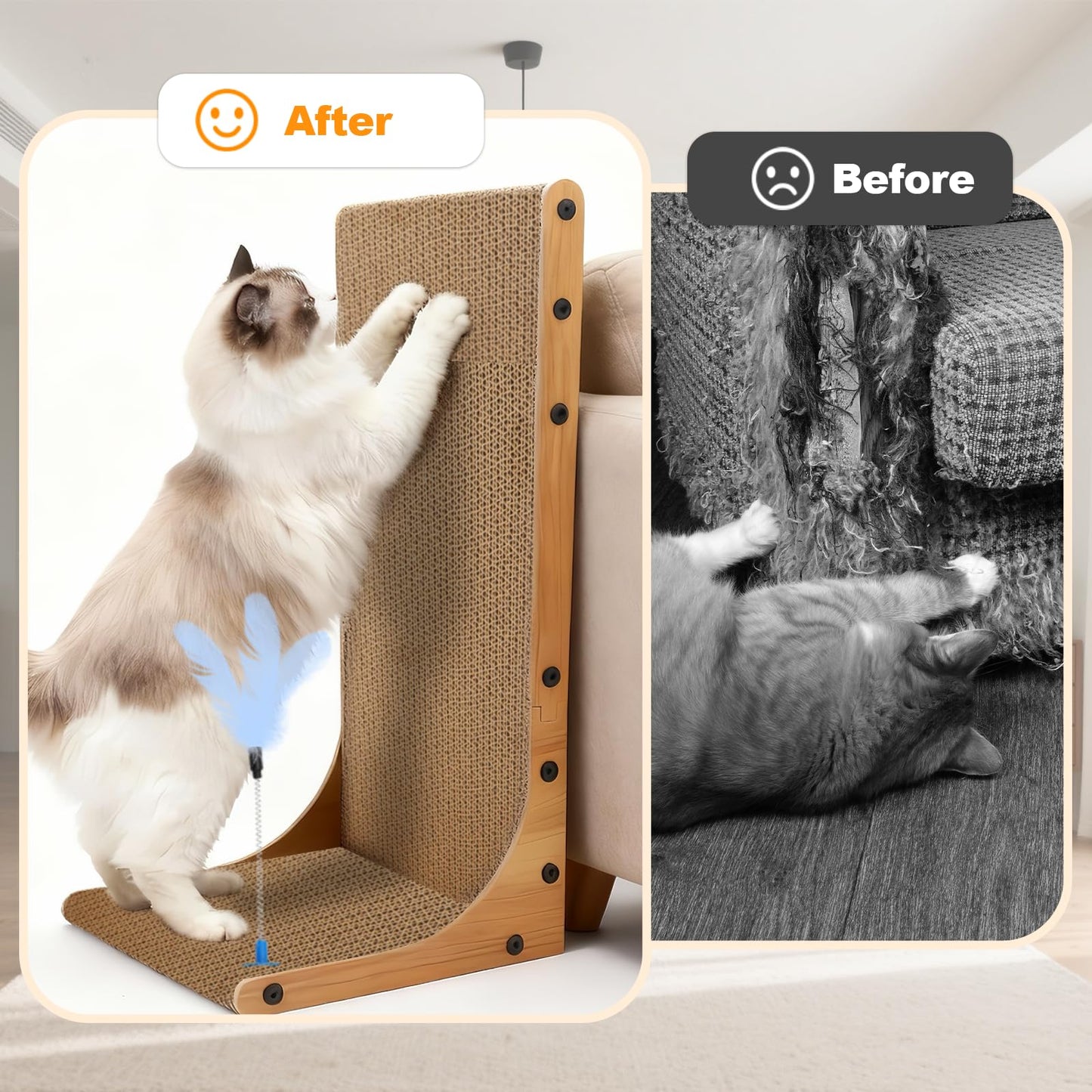 Goosheep Cat Scratching Post, 3-in1 Scratching Board for Indoor Pad