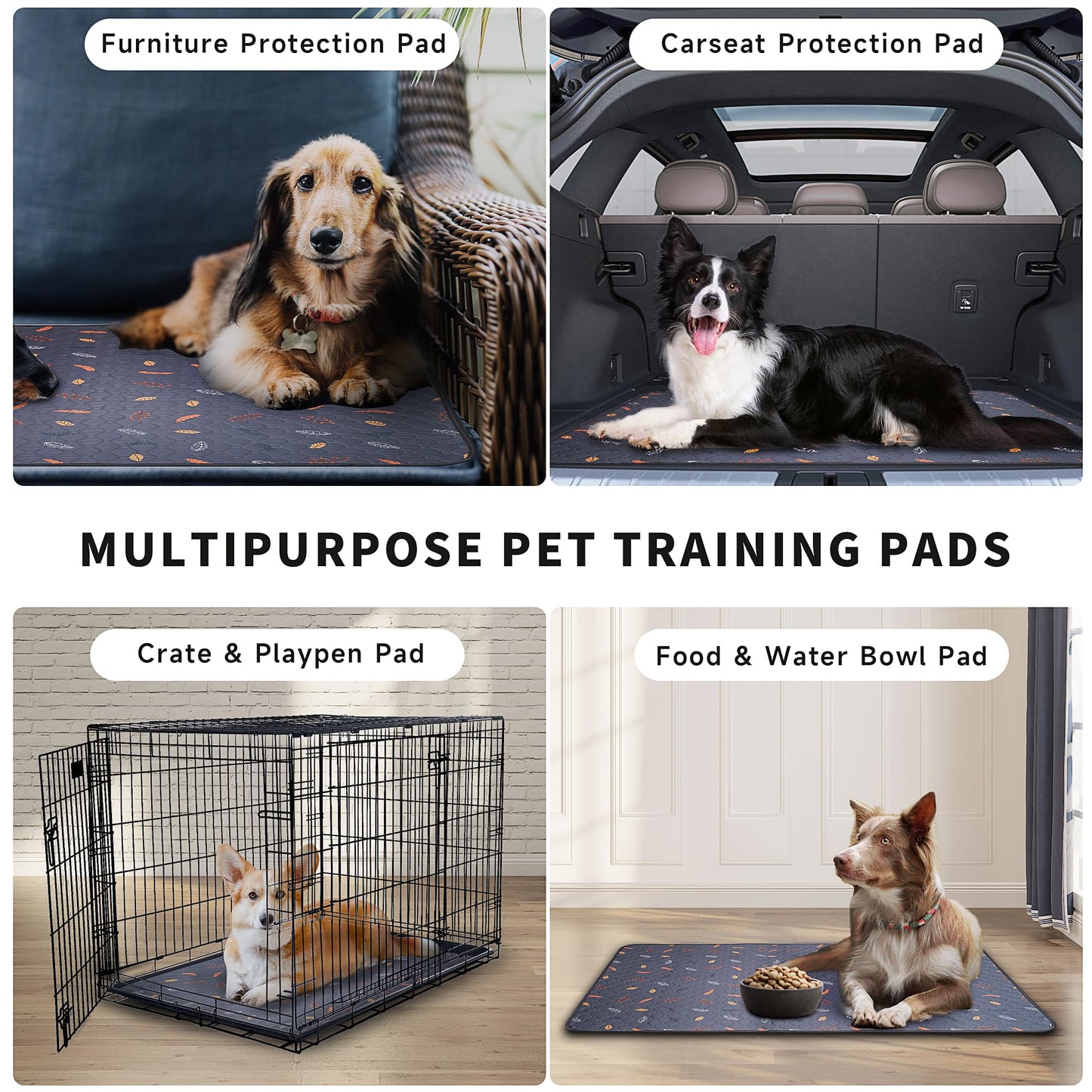 Sunheir Washable Pee Pads for Dogs Extra Large 36" x 72" 2-Pack Crate