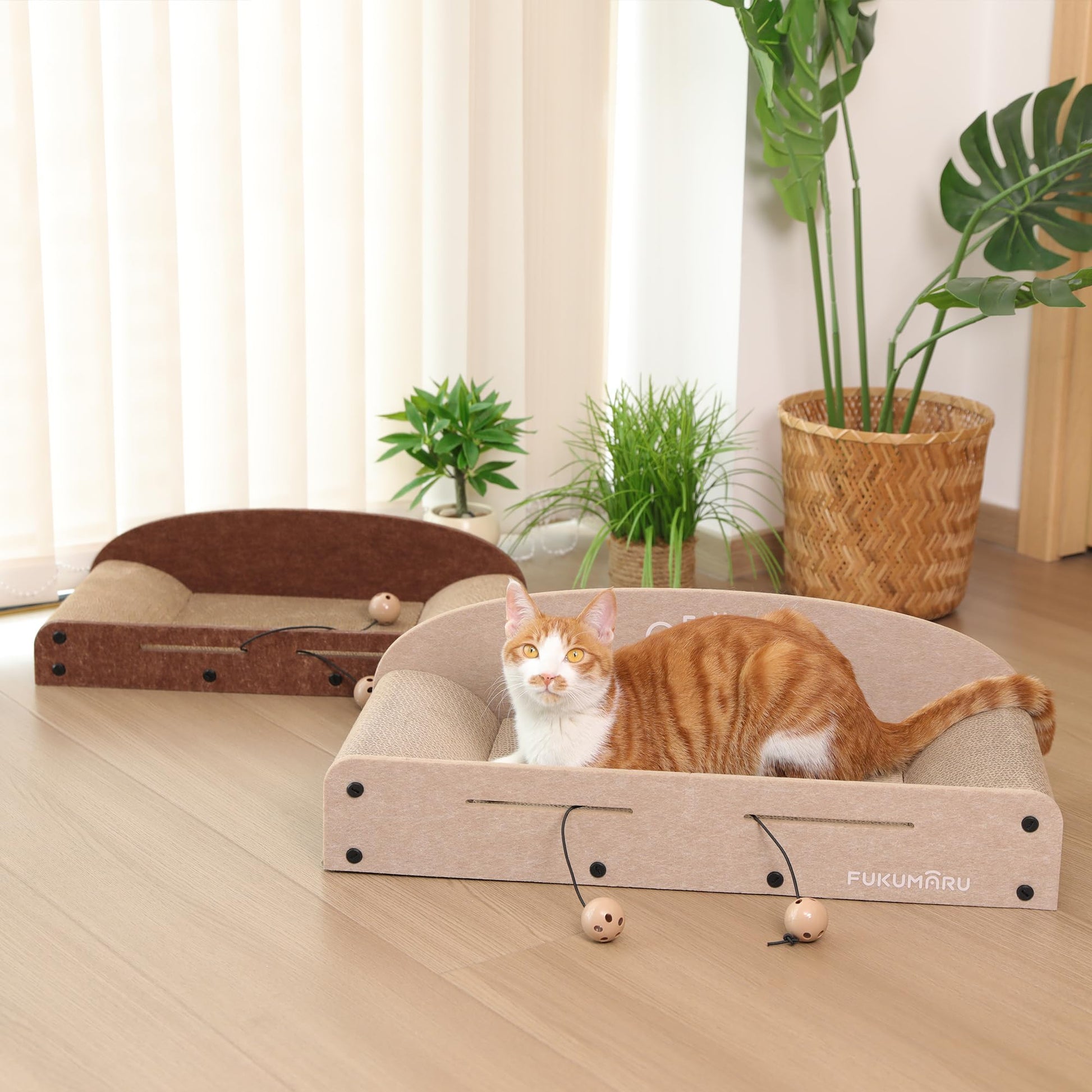 FUKUMARU Cat Scratcher Bed, 2 Reversible Cardboard Cat Scratch Bed