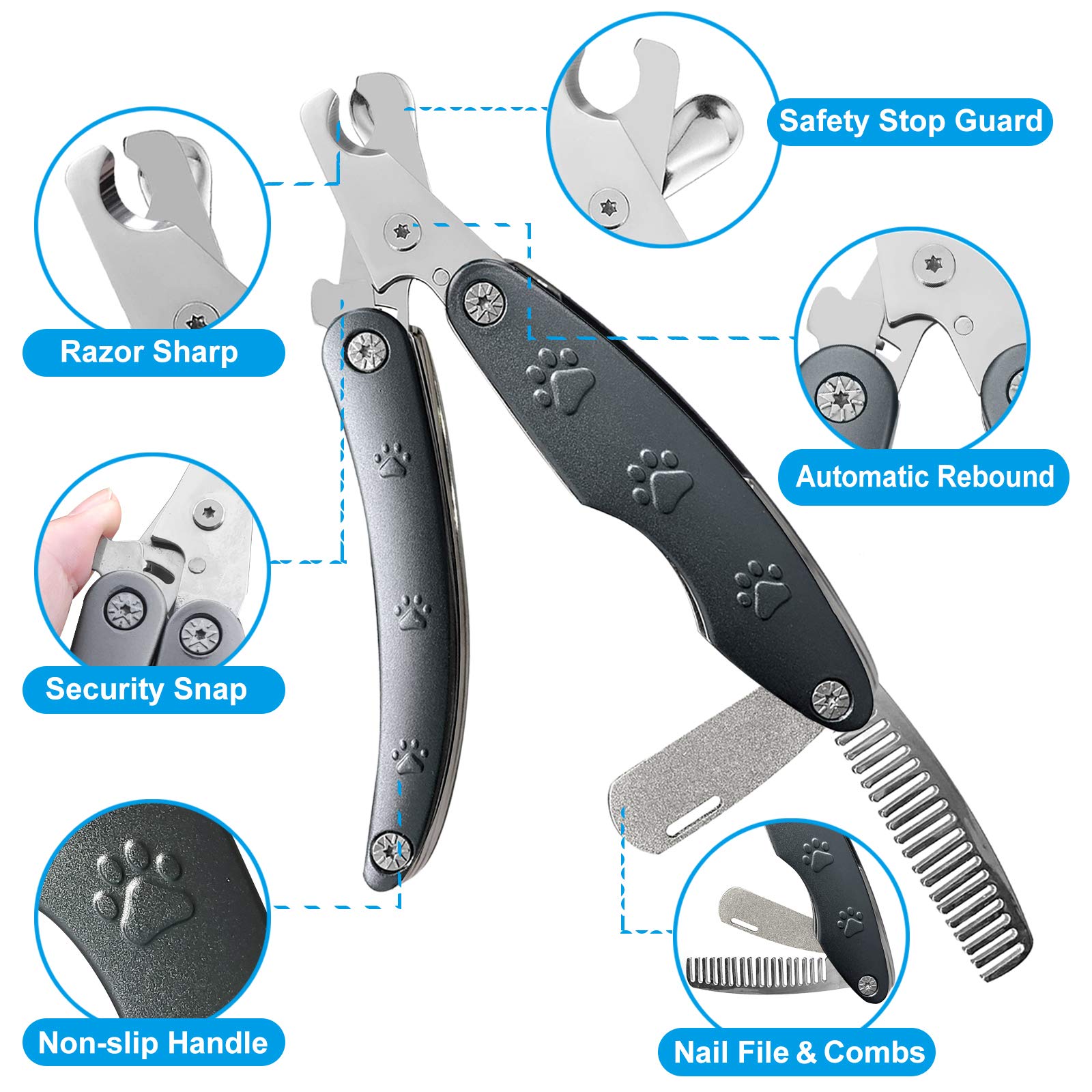 Heavy Duty Dog Nail Clipper for Large Dog Thick Nail, 3in1 Dog Clipper