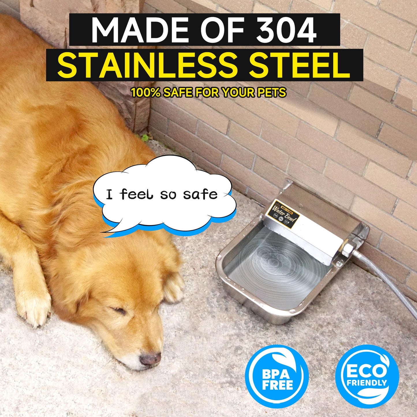 Automatic Water Dispenser for Dogs, 304 Stainless Steel Dog Water Bowl