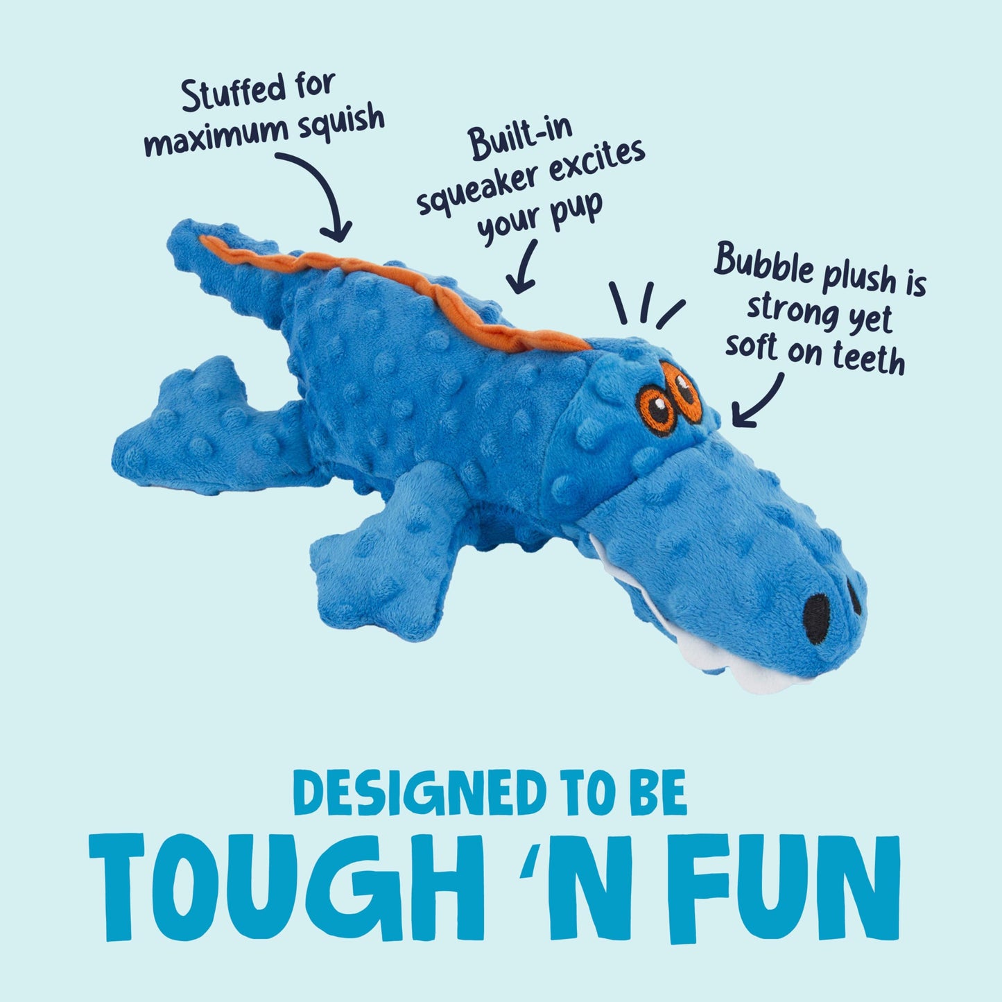 goDog Gators Squeaky Plush Dog Toy with Chew Guard Technology, Plush
