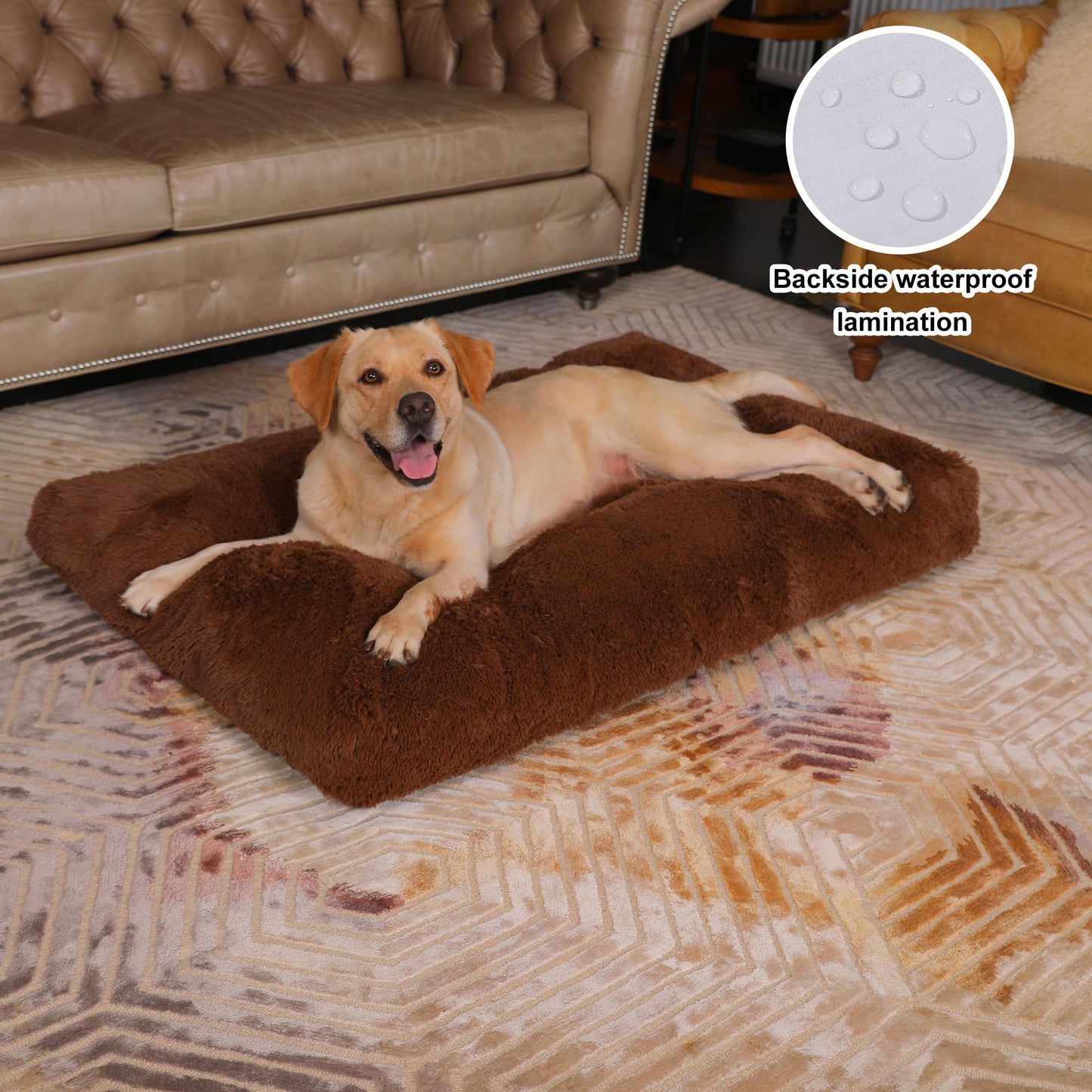 Bedfolks Waterproof Dog Crate Bed Pad, Faux Fur, XXL x29"), Bed