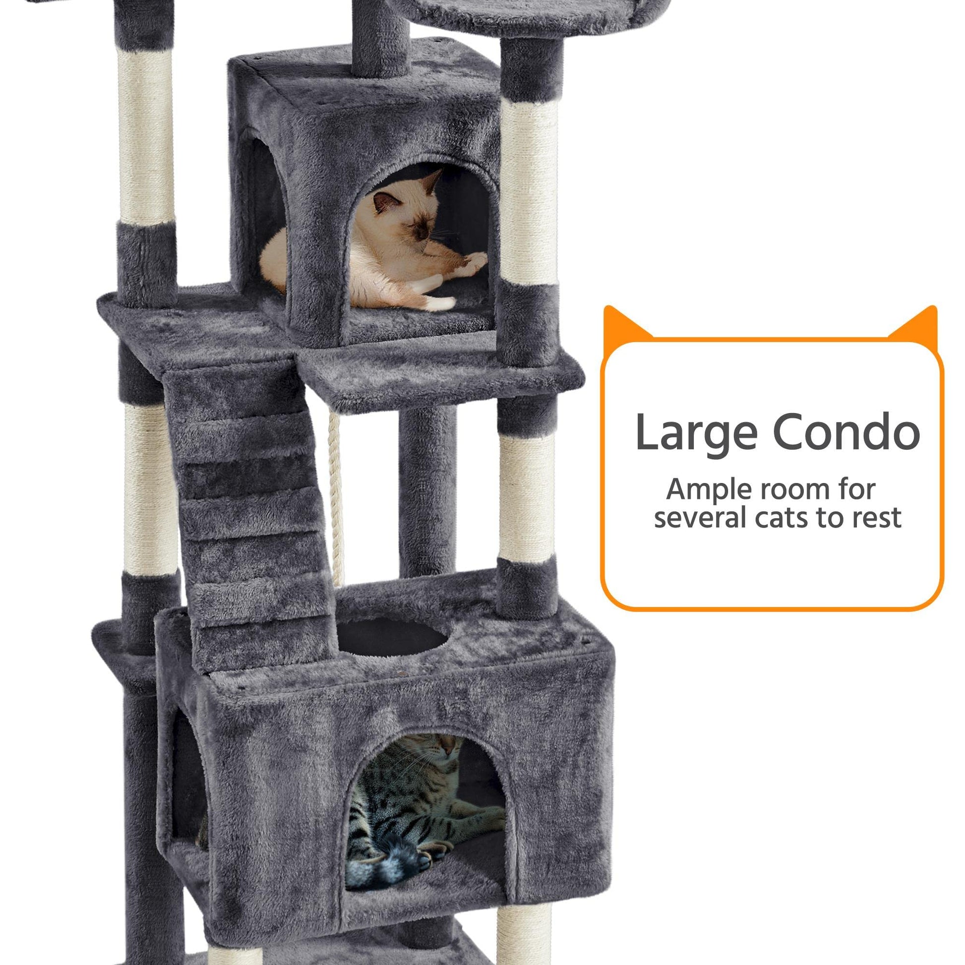 Yaheetech 72-inch Cat Tree, Multi-Level Cat Tower with 2 Condos 6 Ball