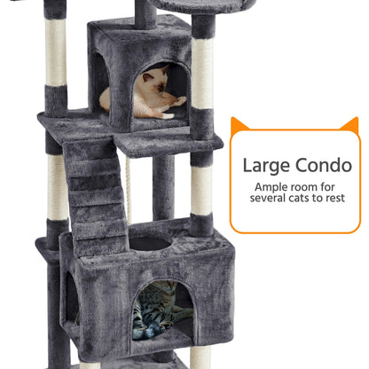Yaheetech 72-inch Cat Tree, Multi-Level Cat Tower with 2 Condos 6 Ball
