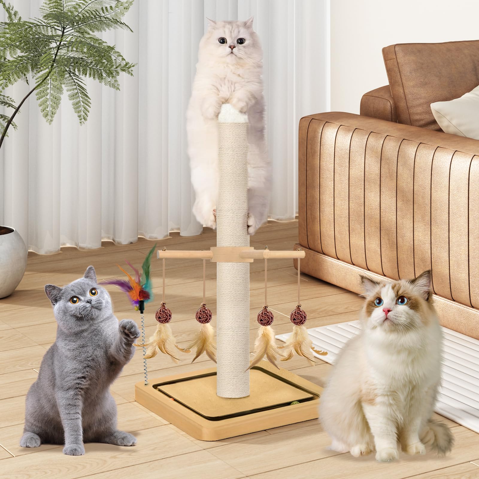 Tall Cat Scratching Post, Sisal, Large Scratcher Tree Tower for Tower