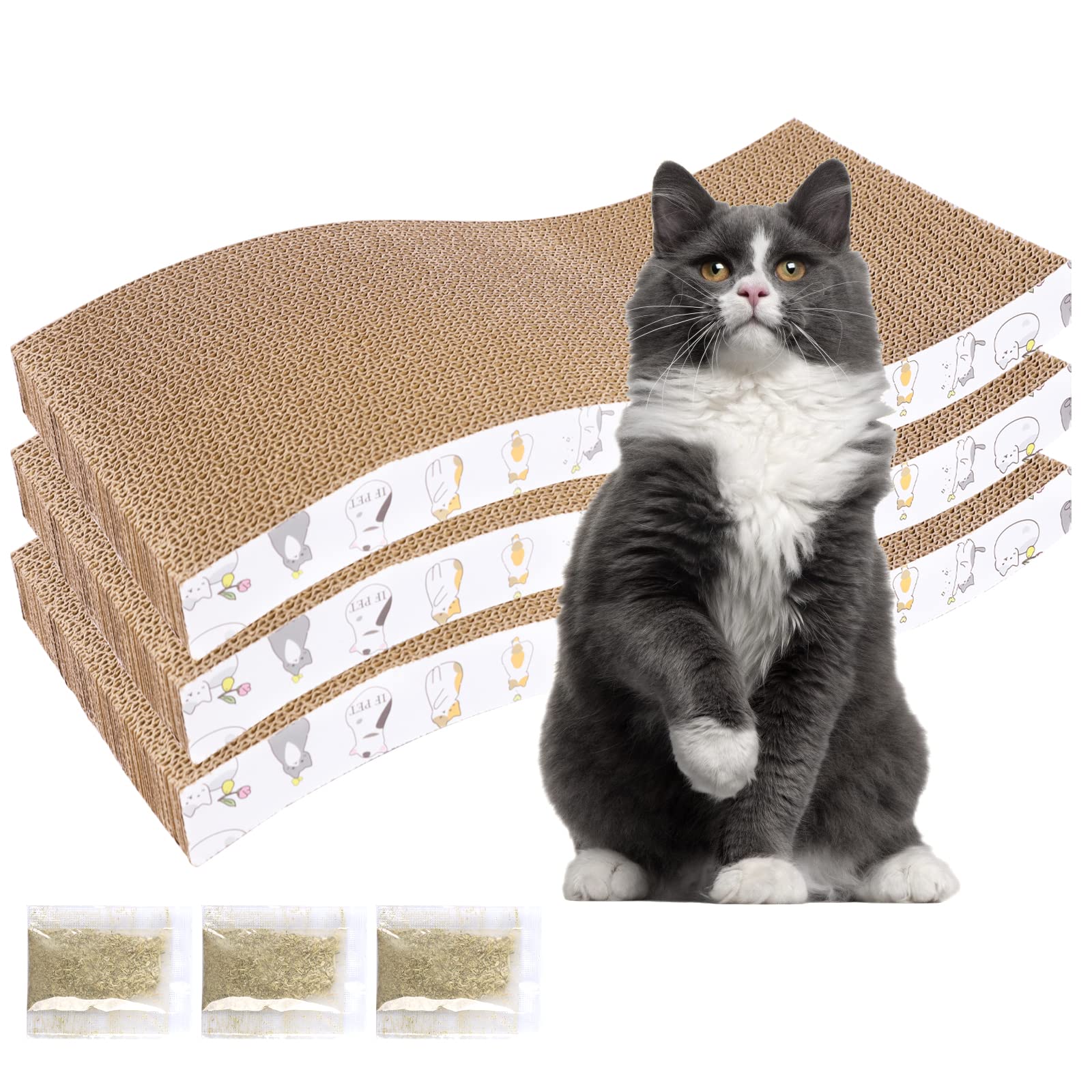 PatiencET 3 Pack Cat Scratcher Pad Recycle Corrugated Cat Furniture