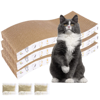 PatiencET 3 Pack Cat Scratcher Pad Recycle Corrugated Cat Furniture