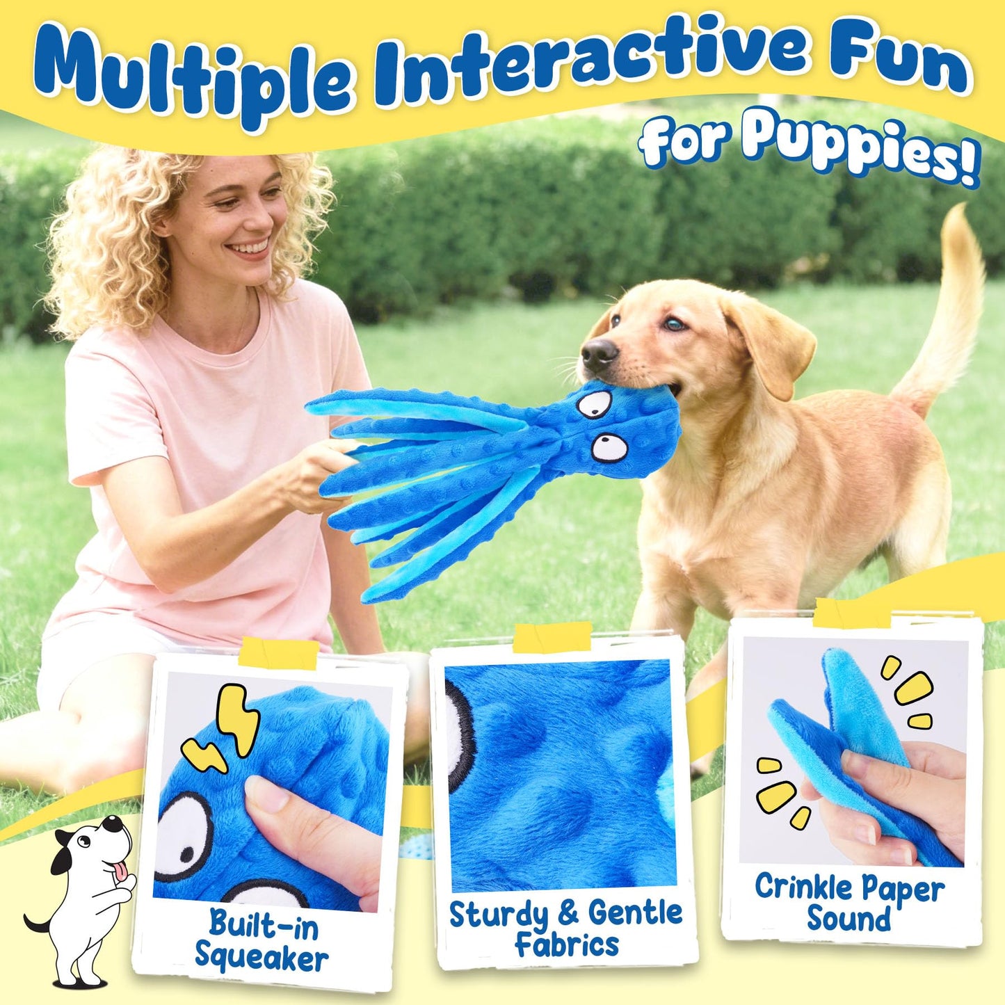 KIPRITII 9-Pack Interactive Puppy Dog Toys for Small Dogs Plush