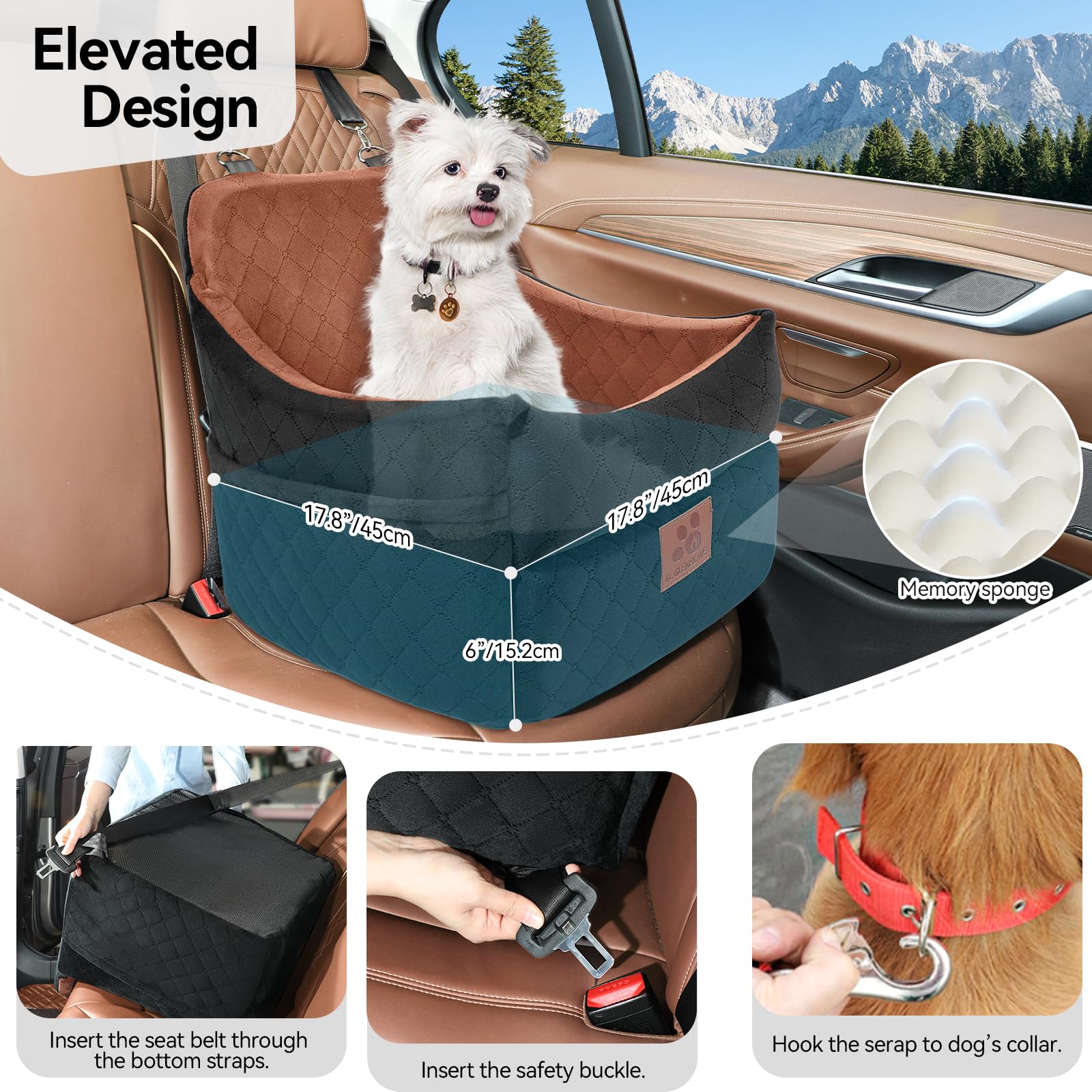 GL GLENSLAVE Dog Car Seat for Small/Medium Dogs, Dog Booster Car Seat