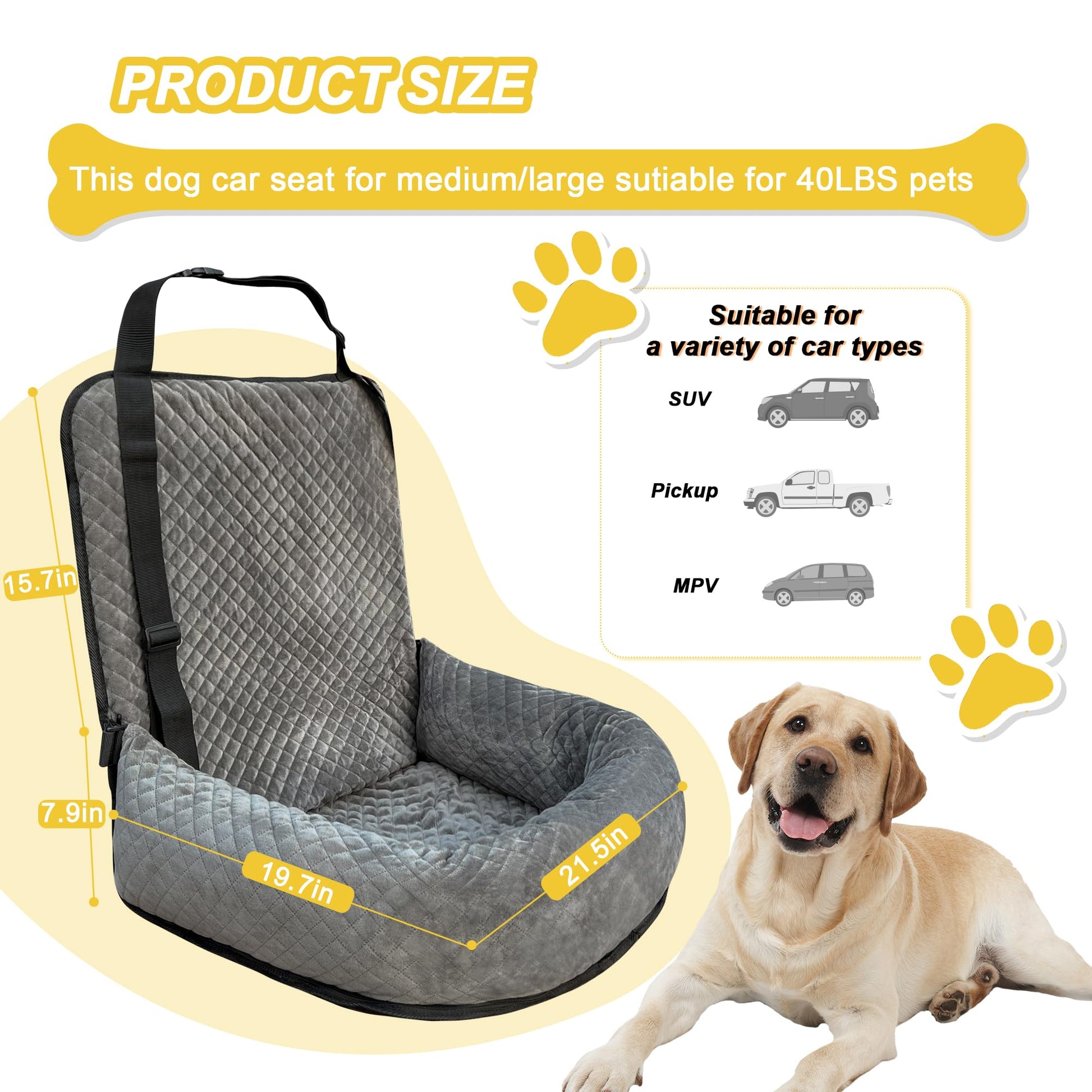 Dog Car Seat for Small Medium Dogs,Detachable Washable Travel Seat
