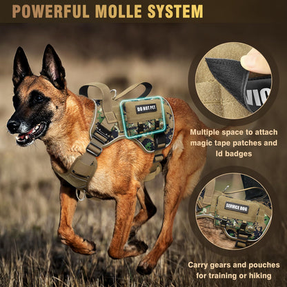 WINSEE Tactical Dog Harness for Medium Dog, Heavy Duty Service Harness