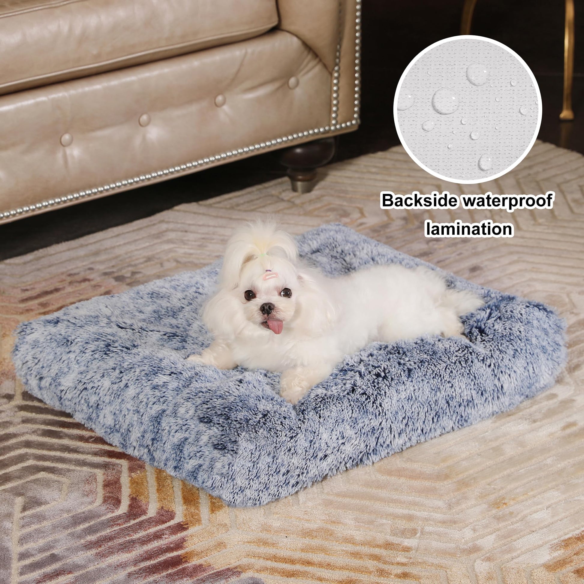 Bedfolks Waterproof Crate Bed, Plush Dog Cat Bed with Removable Crate