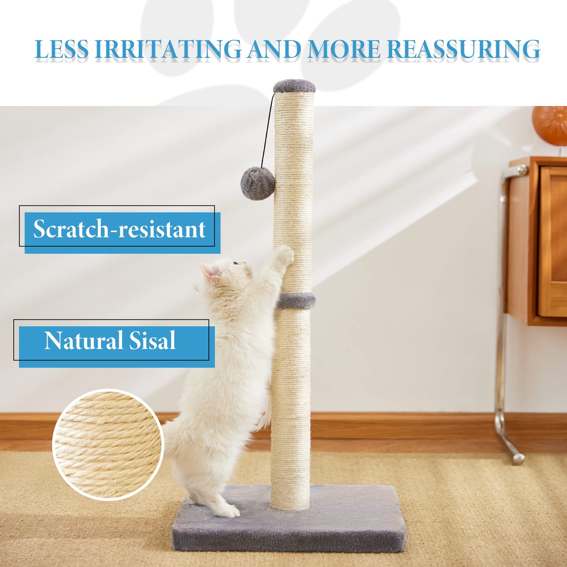 MeowHomm 32'' Tall Cat Scratching Post Cat Scratcher with Scratcher