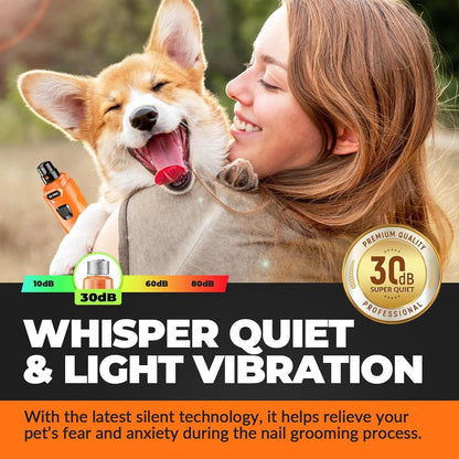 Whisper Quiet Dog Nail Grinder with 4 LED Lights, Safe Stress-Free Kit