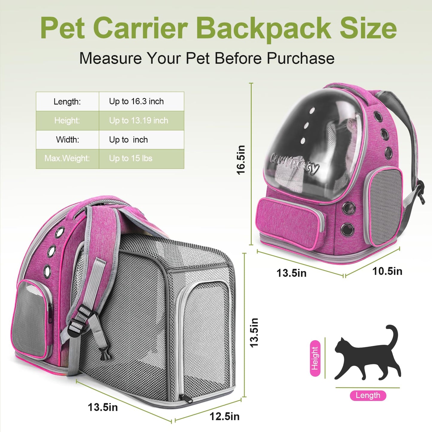 Cawypety Expandable Cat Backpack,Cat Bubble Backpack Carrier