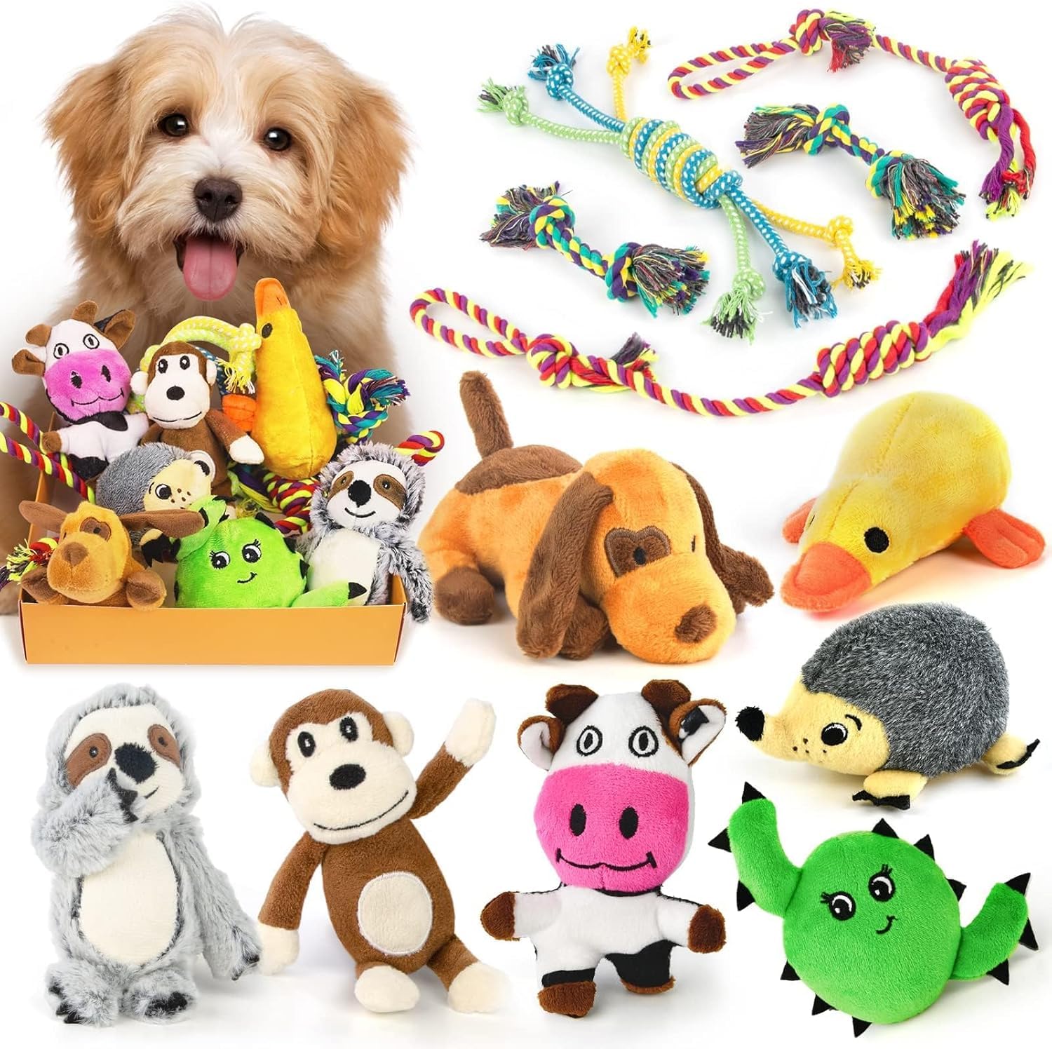 LEGEND SANDY Puppy Toys, Squeaky Dog Toys for Small Dogs, 12 Pack Chew
