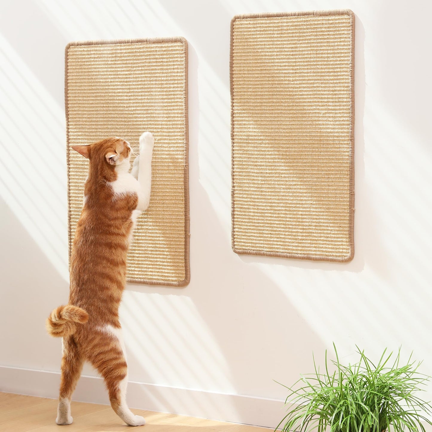FUKUMARU 2 Packs Cat Scratching Mat, Natural Sisal Cat Scratch Pad