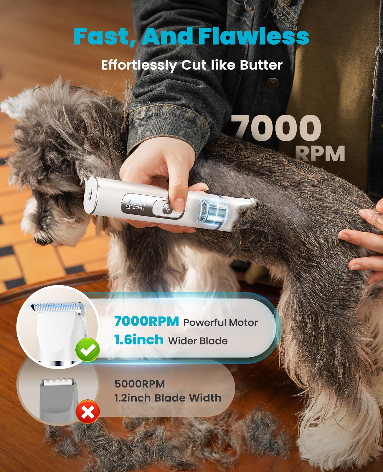 oneisall 1 Dog Grooming Kit with LCD Display, Dog Hair Trimmer Trimmer