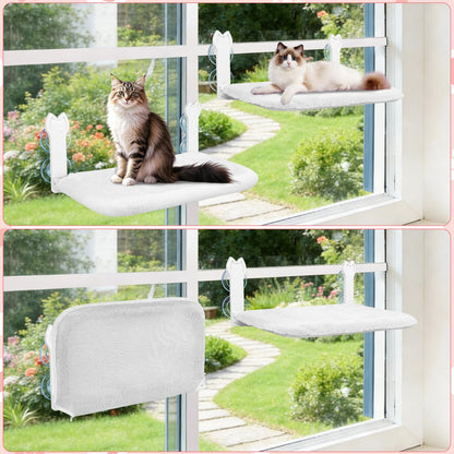 2 Pack Cat Window Perch,Cat Window Hammock Cordless Foldable Bed