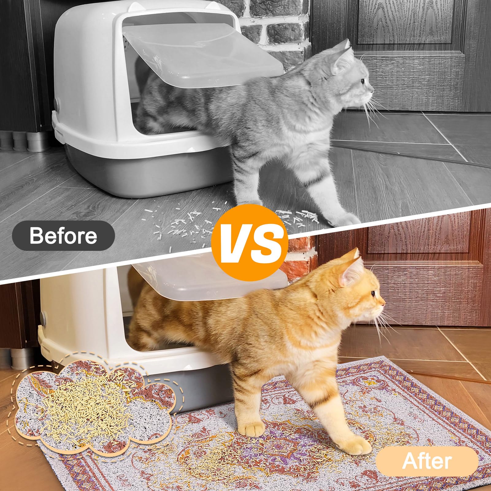 Glittme Cat Litter Mat with Non-Slip Bottom Litter Box Mat X22" Litter