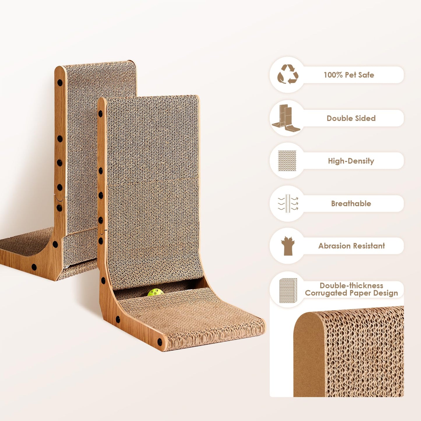 EHEYCIGA Cardboard Cat Scratcher for Indoor Cats, L Shaped Pad