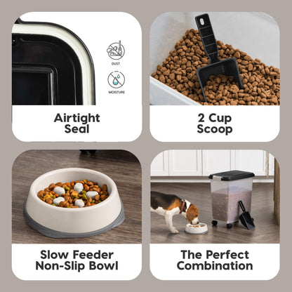 IRIS USA Airtight Dog Food Storage Container with 2-Cup Scoop and Bowl