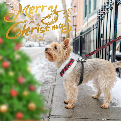 SCENEREAL Dog Christmas Harness Collar and Leash Set, Warm Collar