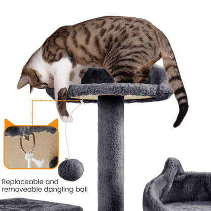 Yaheetech 72-inch Cat Tree, Multi-Level Cat Tower with 2 Condos 6 Ball
