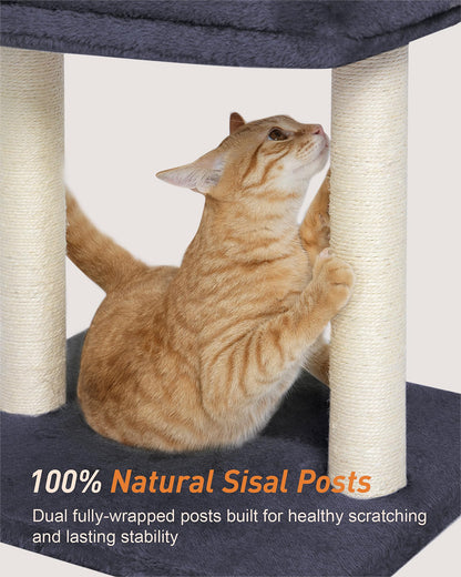 KinoTail Cat Tree with Large Top Perch Bed (19"×15.8"), Tower