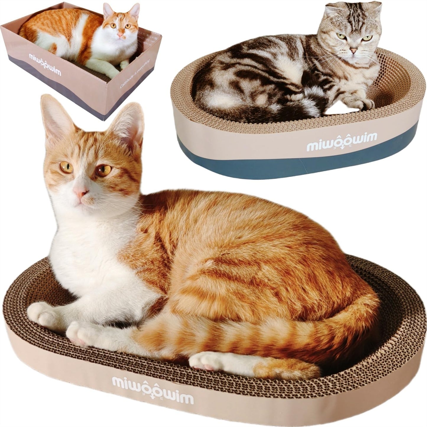 3PSC Cat Scratcher Cardboard, Oval Cat Scratch Pad Bowl Nest Pad