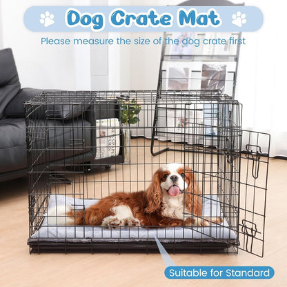 ZENGAOOU Dog Crate Pad Washable, Plush Anti-Slip Kennel Mat