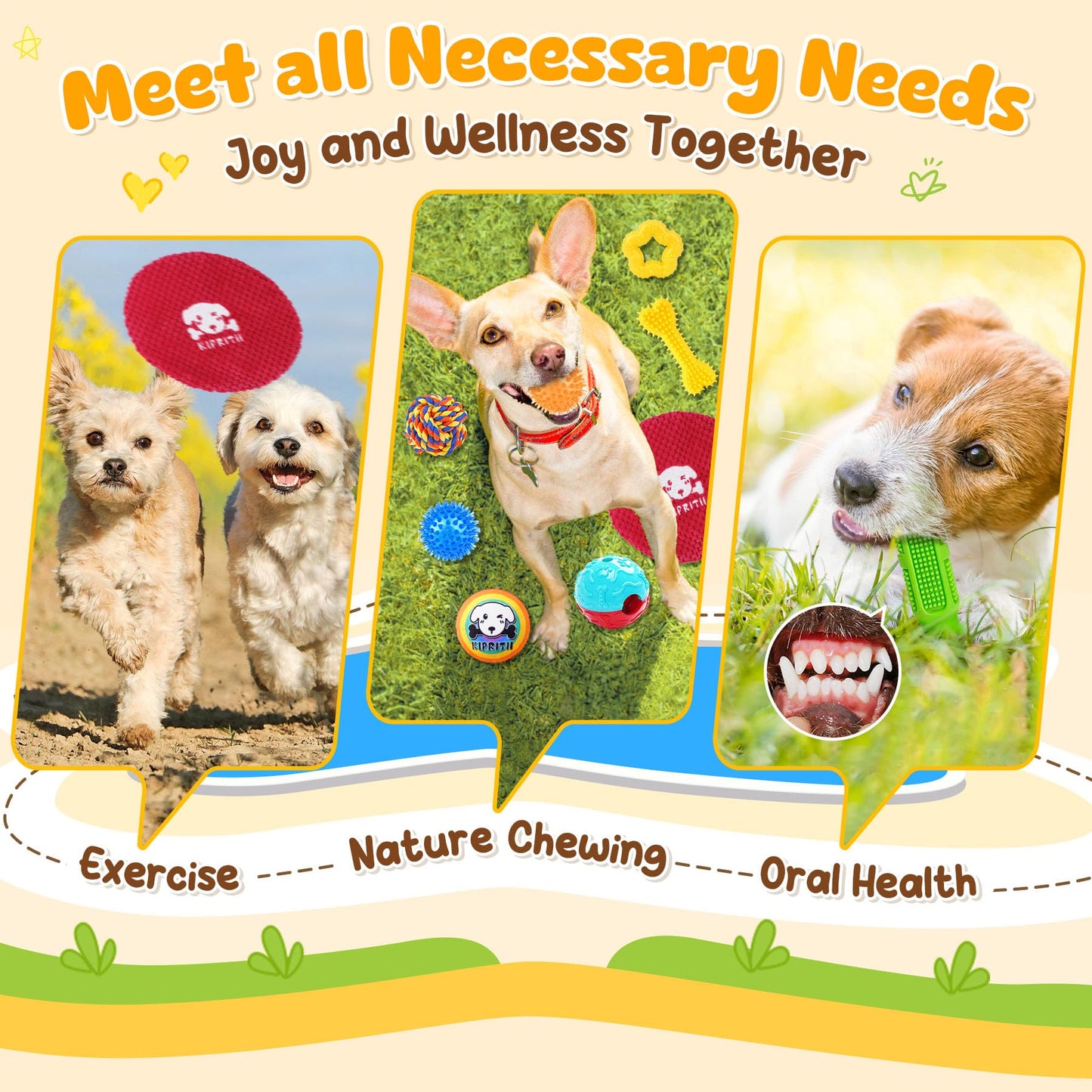 KIPRITII 25 Pack Dog Toys Set Ideal for Teething, Entertainment Rope
