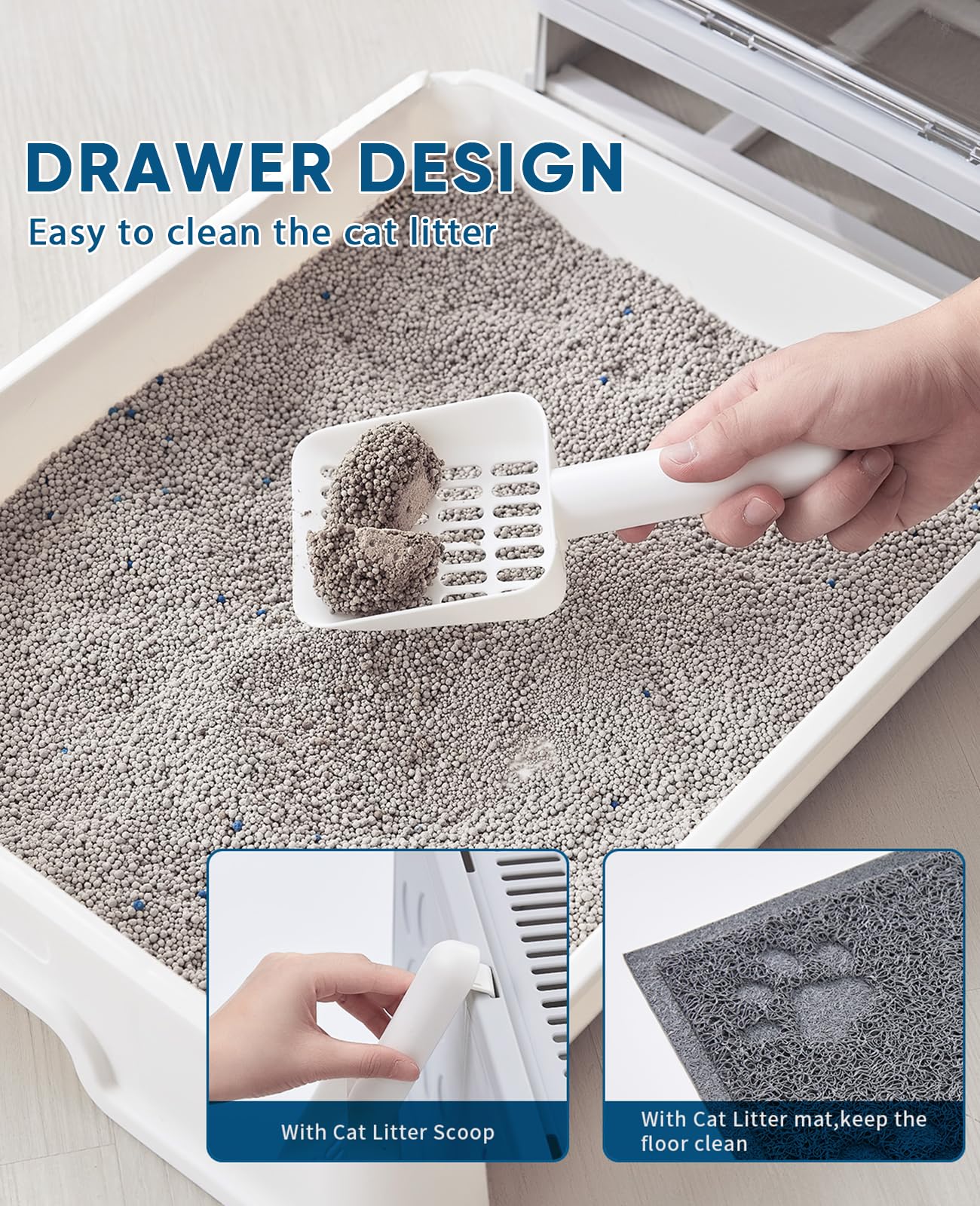 Medario Cat Litter Box with Litter Mat and Scoop, Large Covered Litter