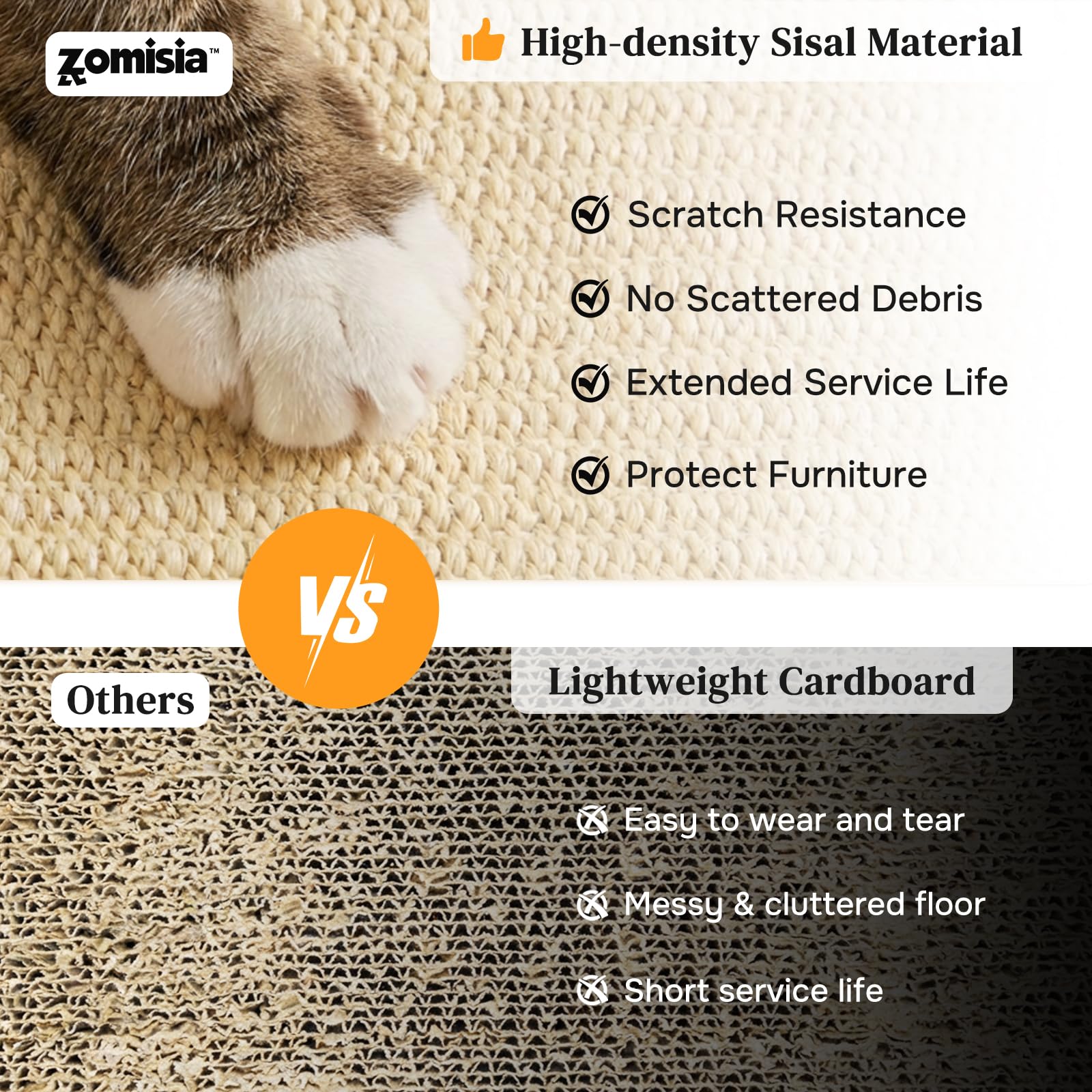 ZOMISIA Cat Scratcher with Ball Track Toy, Sisal Scratch Pad