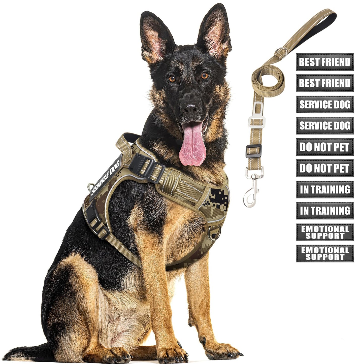 MOOGROU Tactical Dog Harness and Leash Set for Large Dogs,Heavy Set