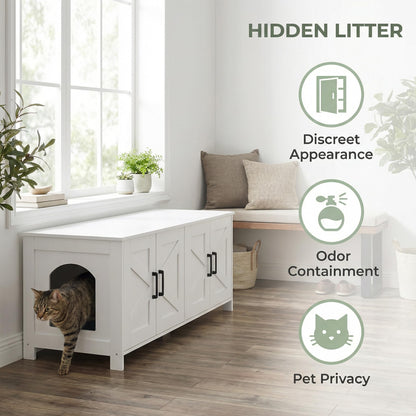Homhedy Cat Litter Box Enclosure For 2 cats, Litter Box Furniture Box