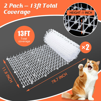 OCEANPAX 2 Pack Transparent Cat Scat Mat with Soft Spikes, Clear Mat