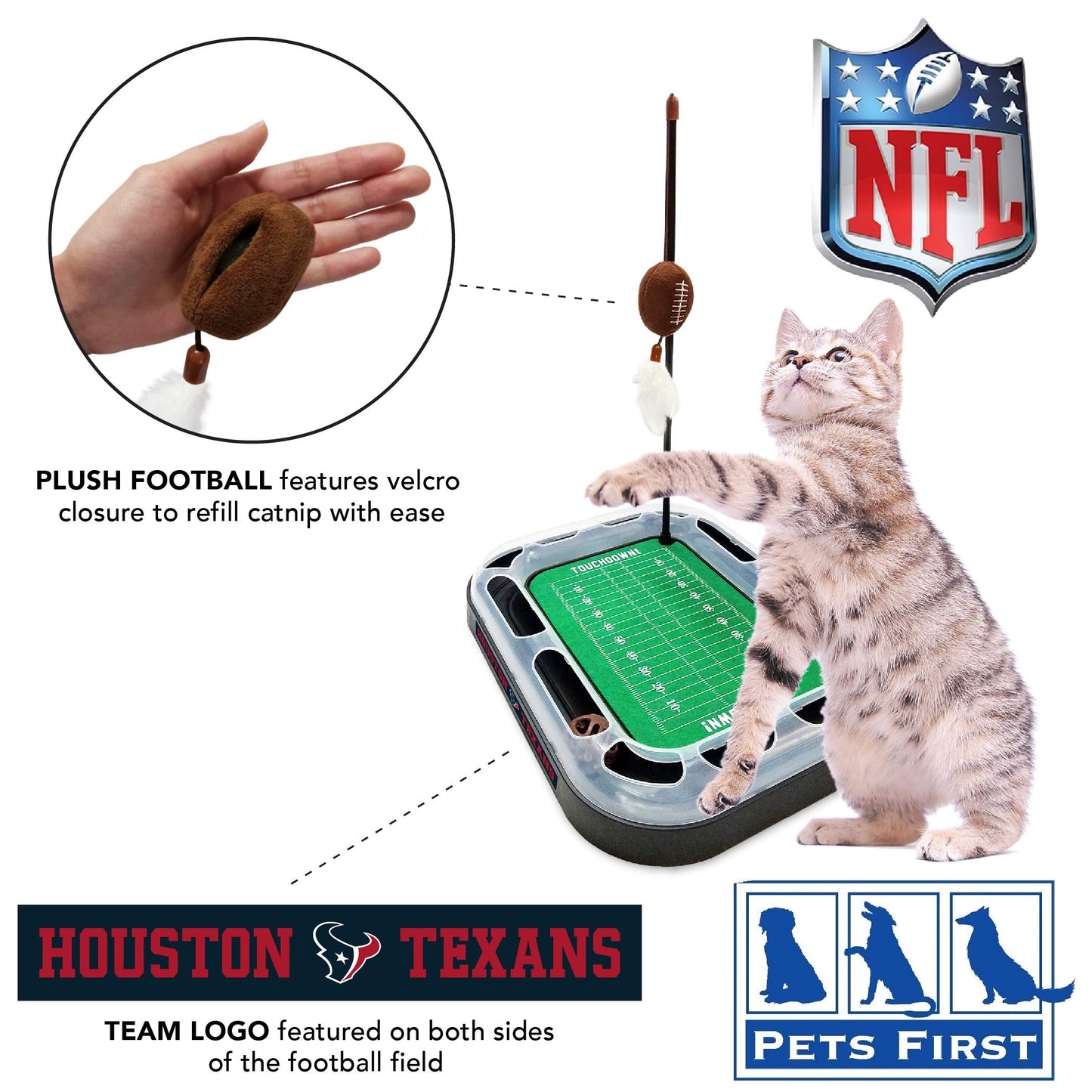 Pets First Catnip Toy HOUSTON TEXANS FOOTBALL FIELD CAT SCRATCHER TOY