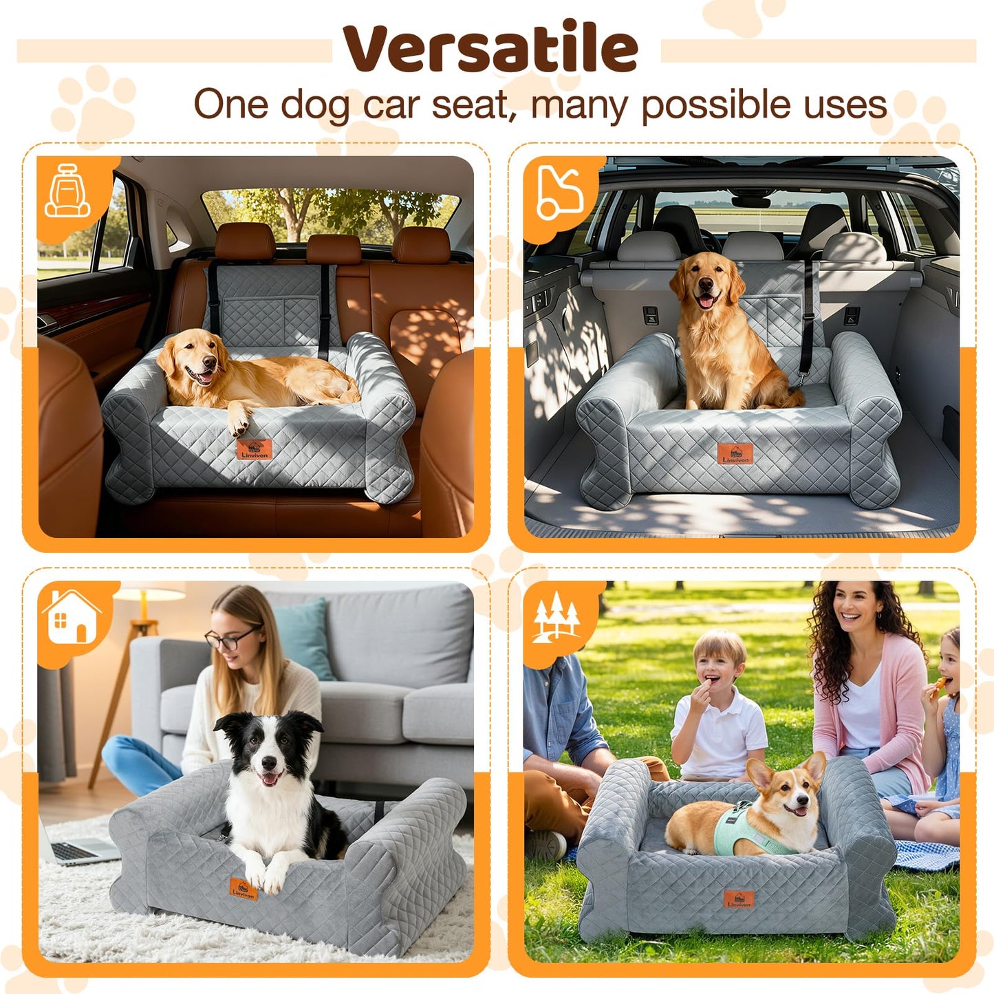 Dog Car Seat for Medium/Large Dogs up to Memory Foam Dog Booster Seat