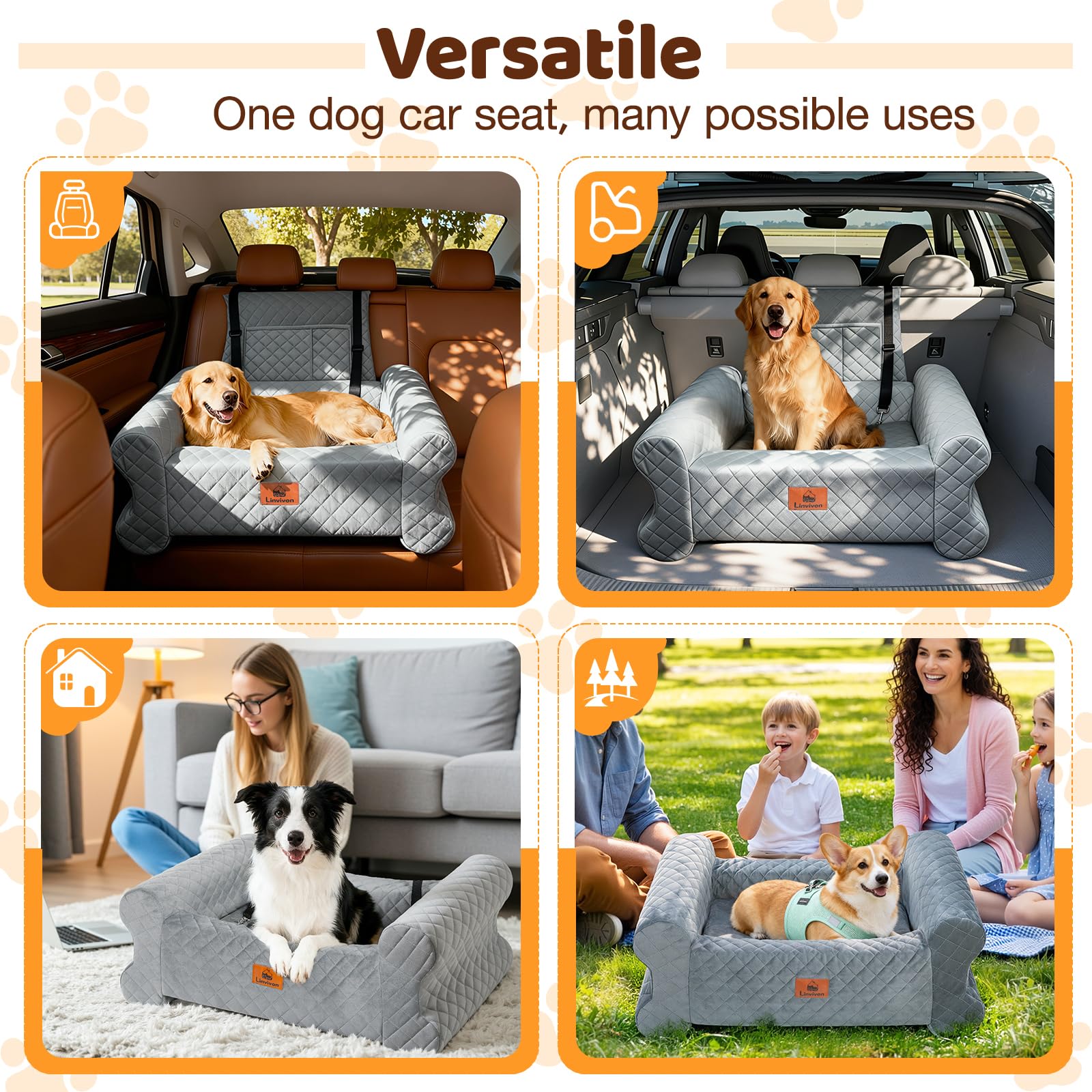 Dog Car Seat for Medium/Large Dogs up to Memory Foam Dog Booster Seat