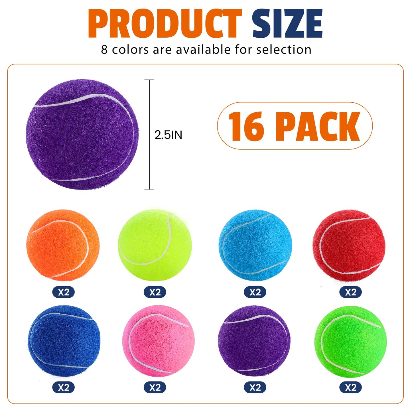 FURWEY Tennis Balls for Dogs 16 Pack,Durable and Non-Toxic Dog Toys
