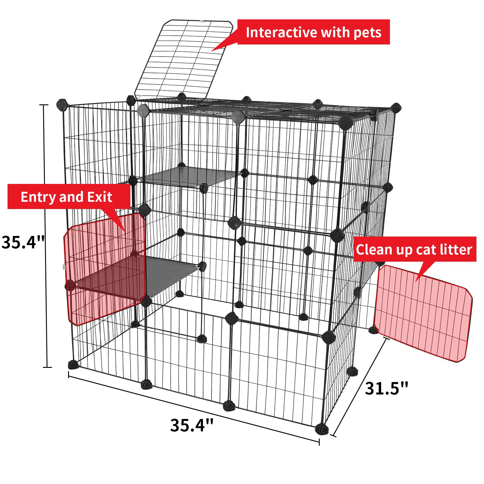 Oneluck 3-Tier Cat Cages Indoor Enclosure DIY Cat Playpen Enclosure