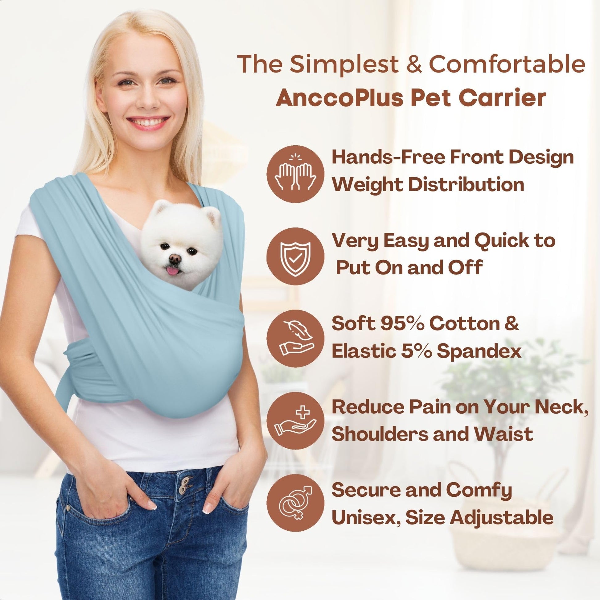 AnccoPlus Dog Carriers for Small Dogs, Front Facing Dog Sling Carrier