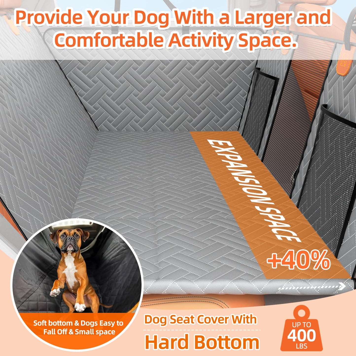 Back Seat Extender for Dogs,Hard Bottom Car Seat Cover