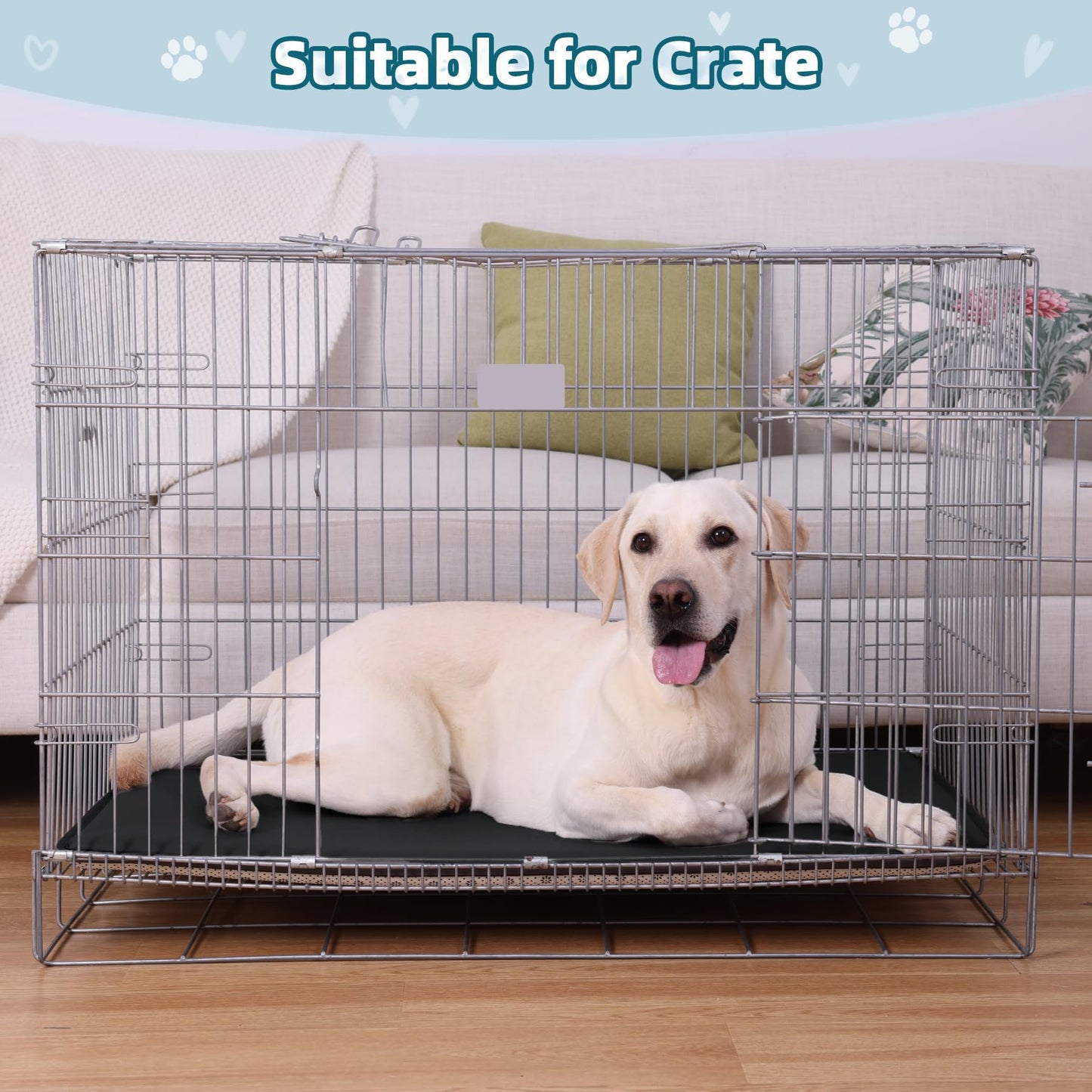 WAYIMPRESS Extra Large Dog Crate Pad Bed, Waterproof Pet Bed