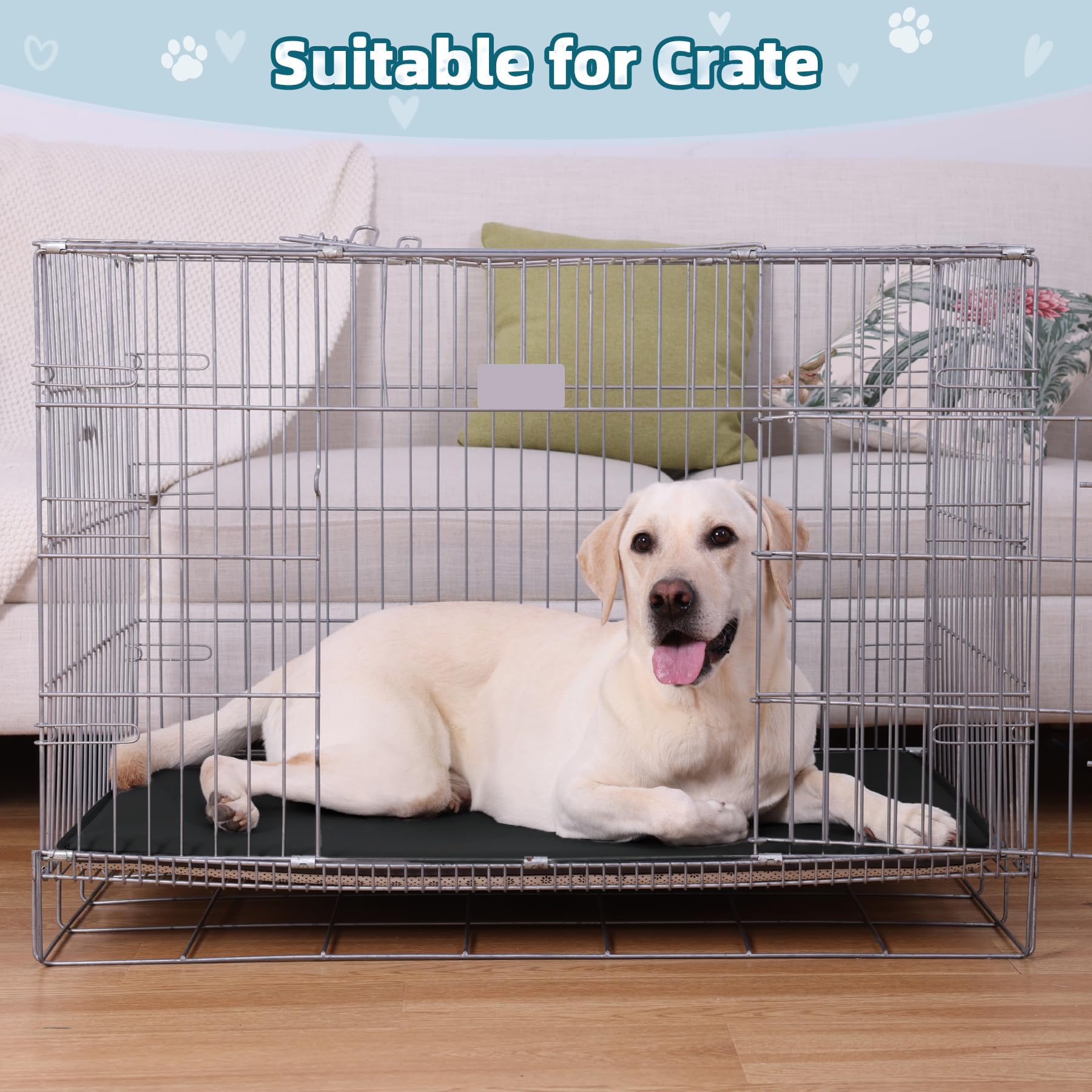WAYIMPRESS Extra Large Dog Crate Pad Bed, Waterproof Pet Bed