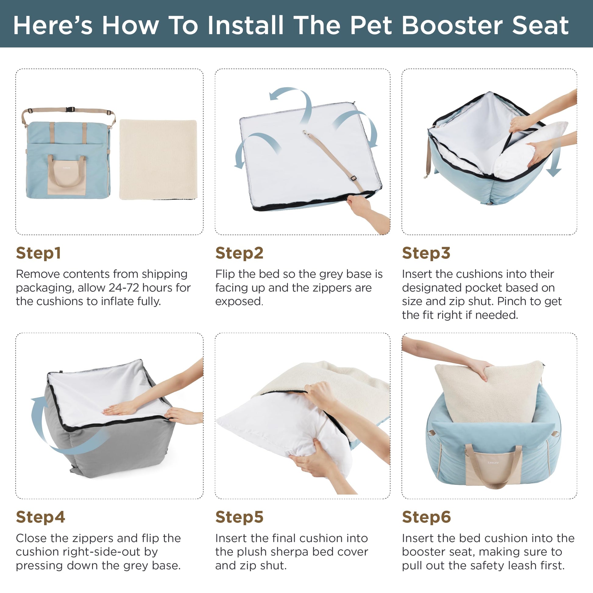 Lesure Small Dog Car Seat for Small Dogs Soft Dog Booster Seat Seat