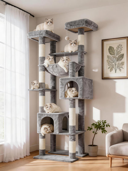 Hey-brother Tall Cat Tree Tower, Heavy Duty Scratching Posts Balls
